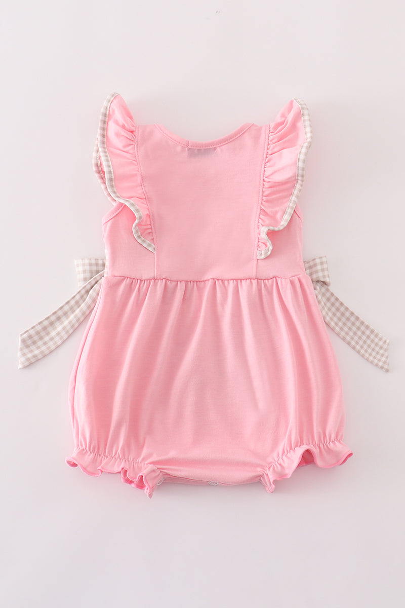 Pink football french knot ruffle bubble