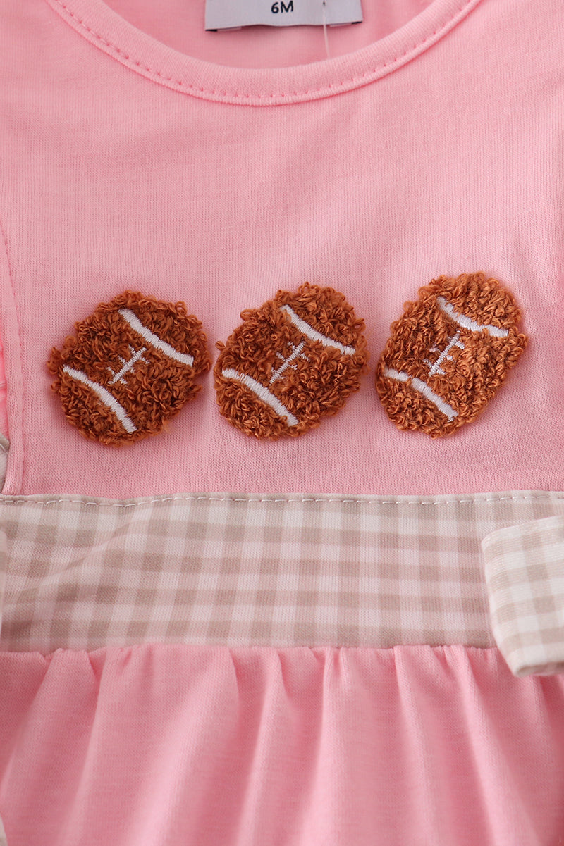 Pink football french knot ruffle bubble