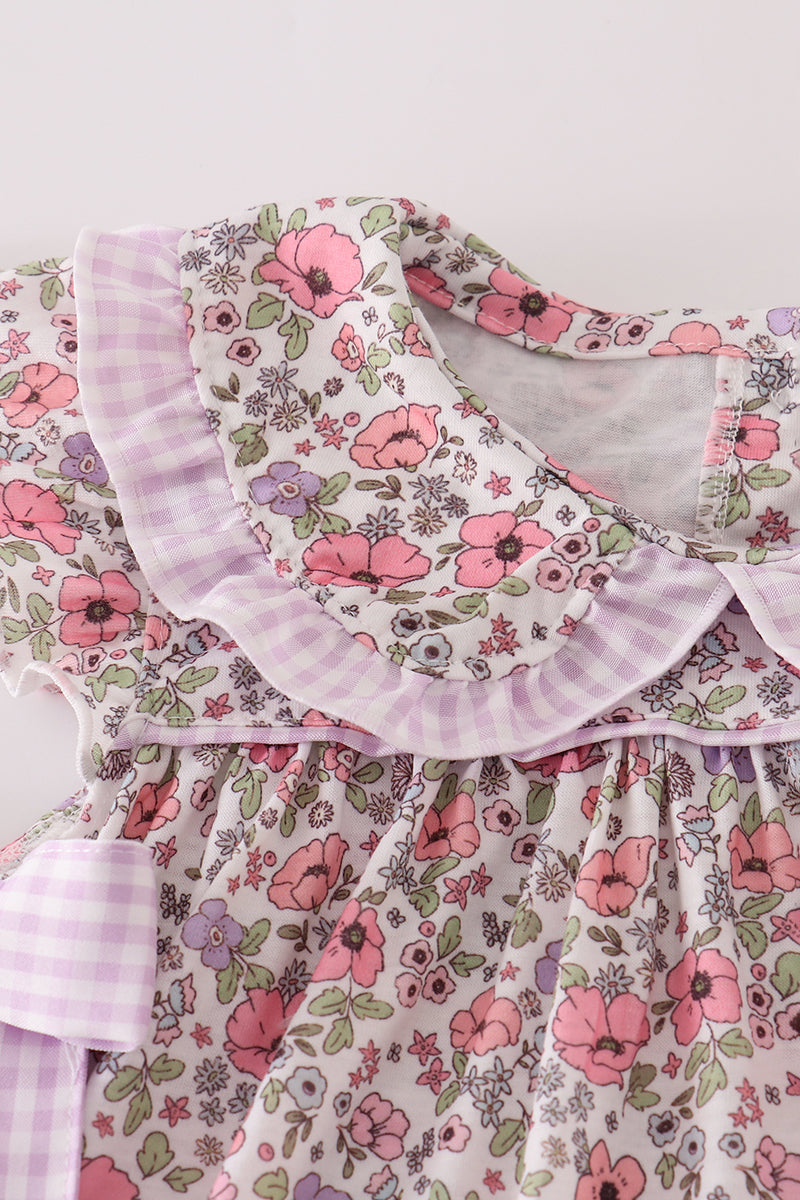Purple floral print tiered mom&me dress