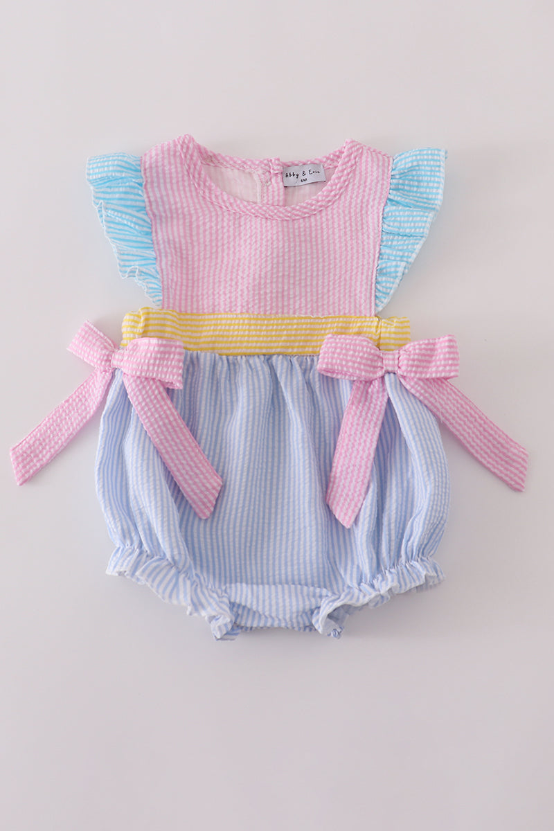 Multi seersucker stripe ruffle bubble