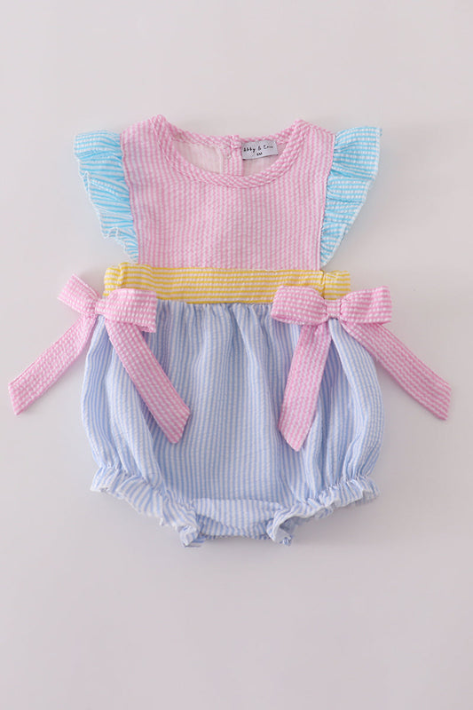 Multi seersucker stripe ruffle bubble