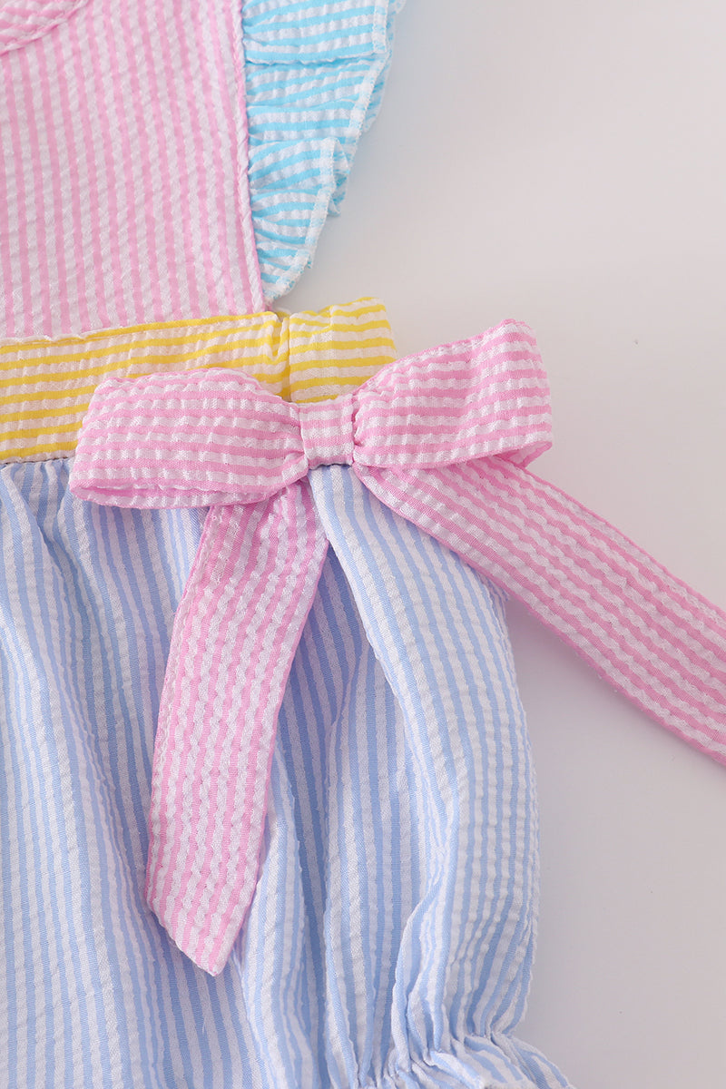 Multi seersucker stripe ruffle bubble