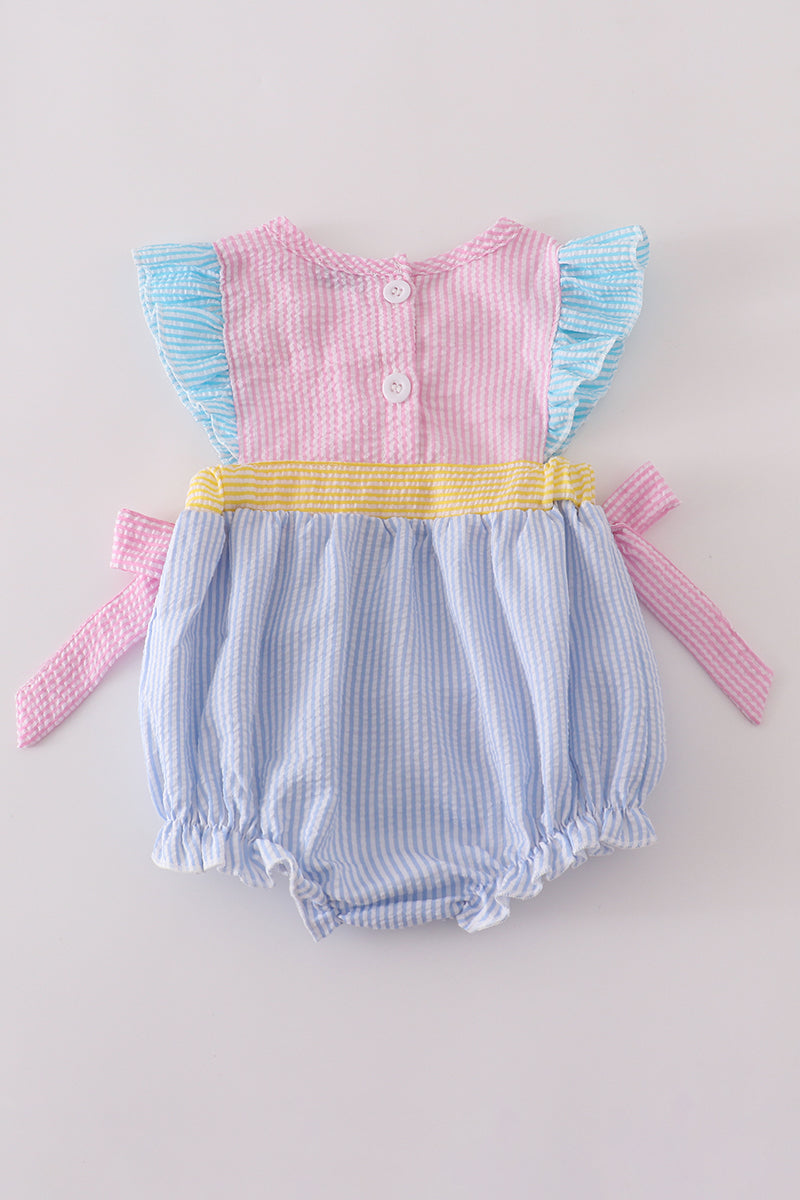 Multi seersucker stripe ruffle bubble
