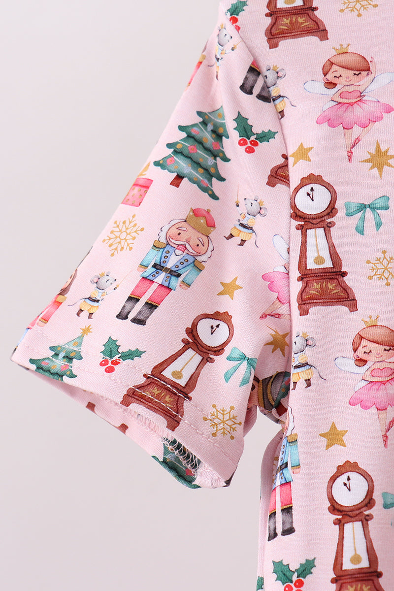 Nutcracker print bamboo ruffle pants set