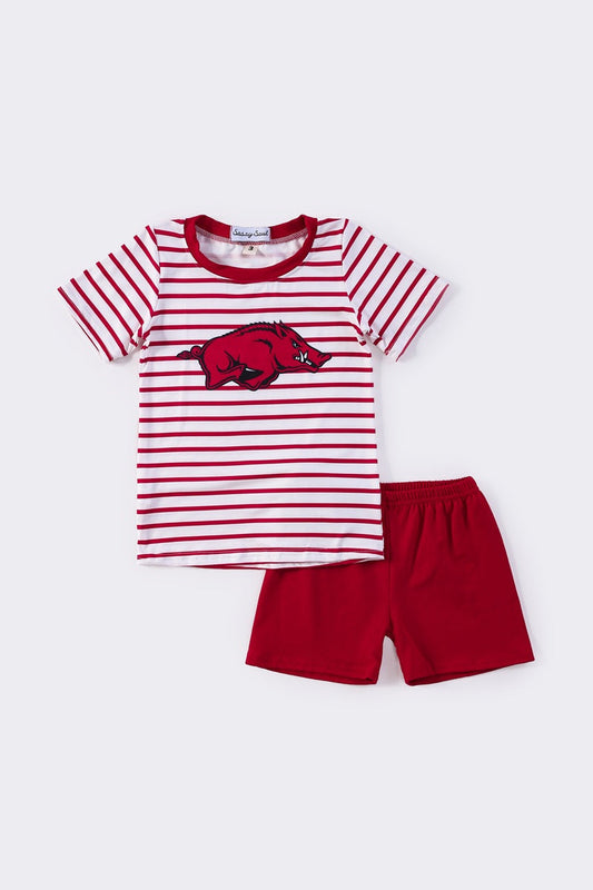 Arkansas print boy stripe set