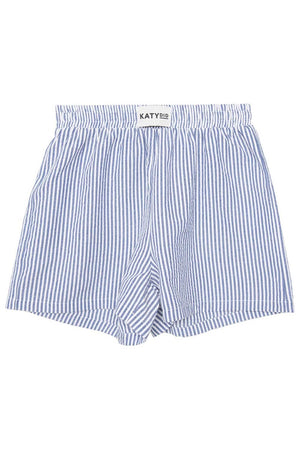 Navy Blue Striped Ladies Boxer Shorts